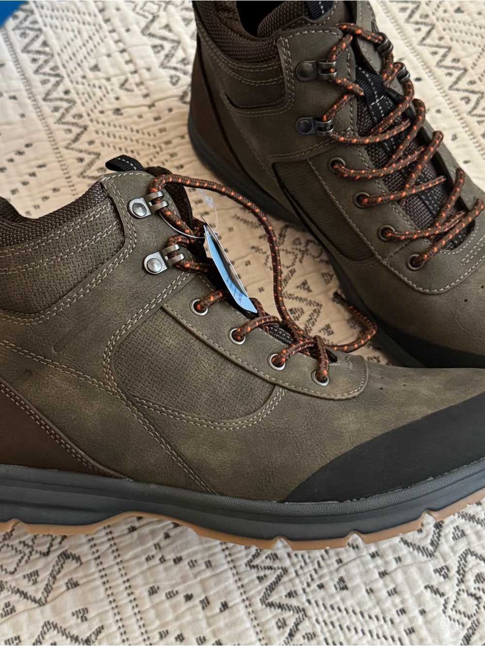 Nunn Bush Olive Green Men's Hiking Boots with Brown Accents